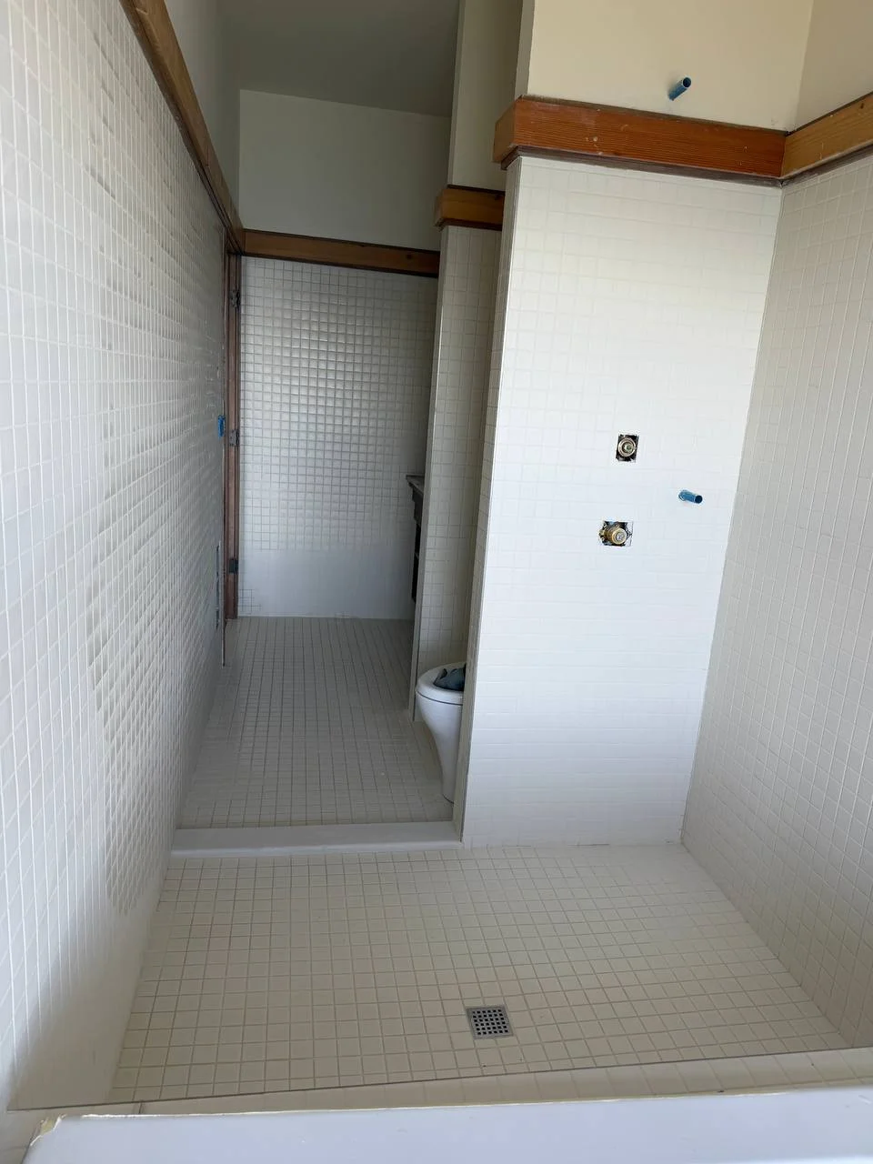 White Mosaic Tile Wet Room