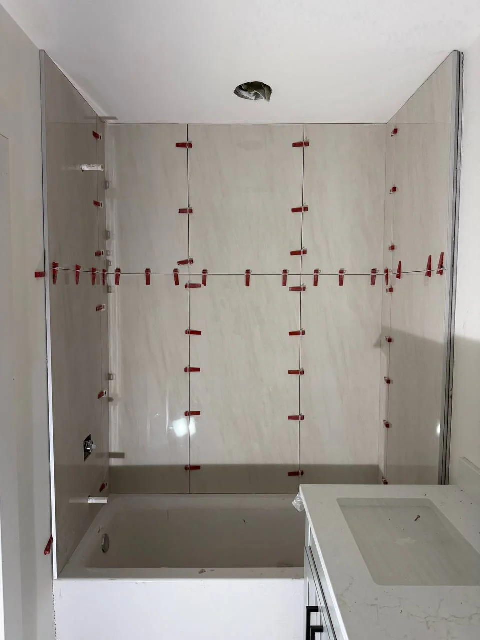 Large Format Marble-Look Installation
