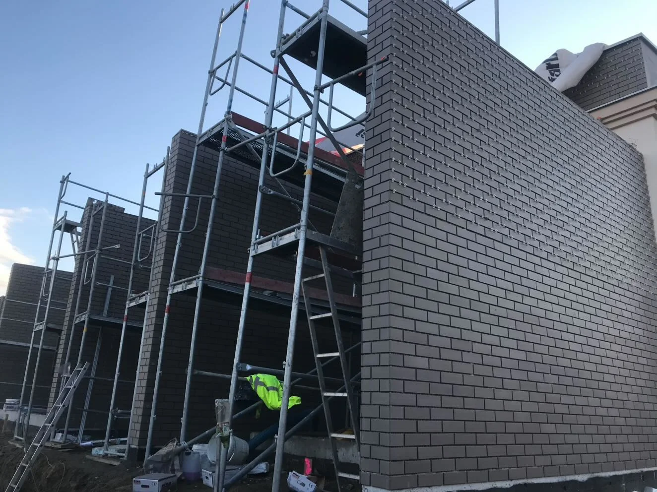 Dark Clinker Brick Facade Installation